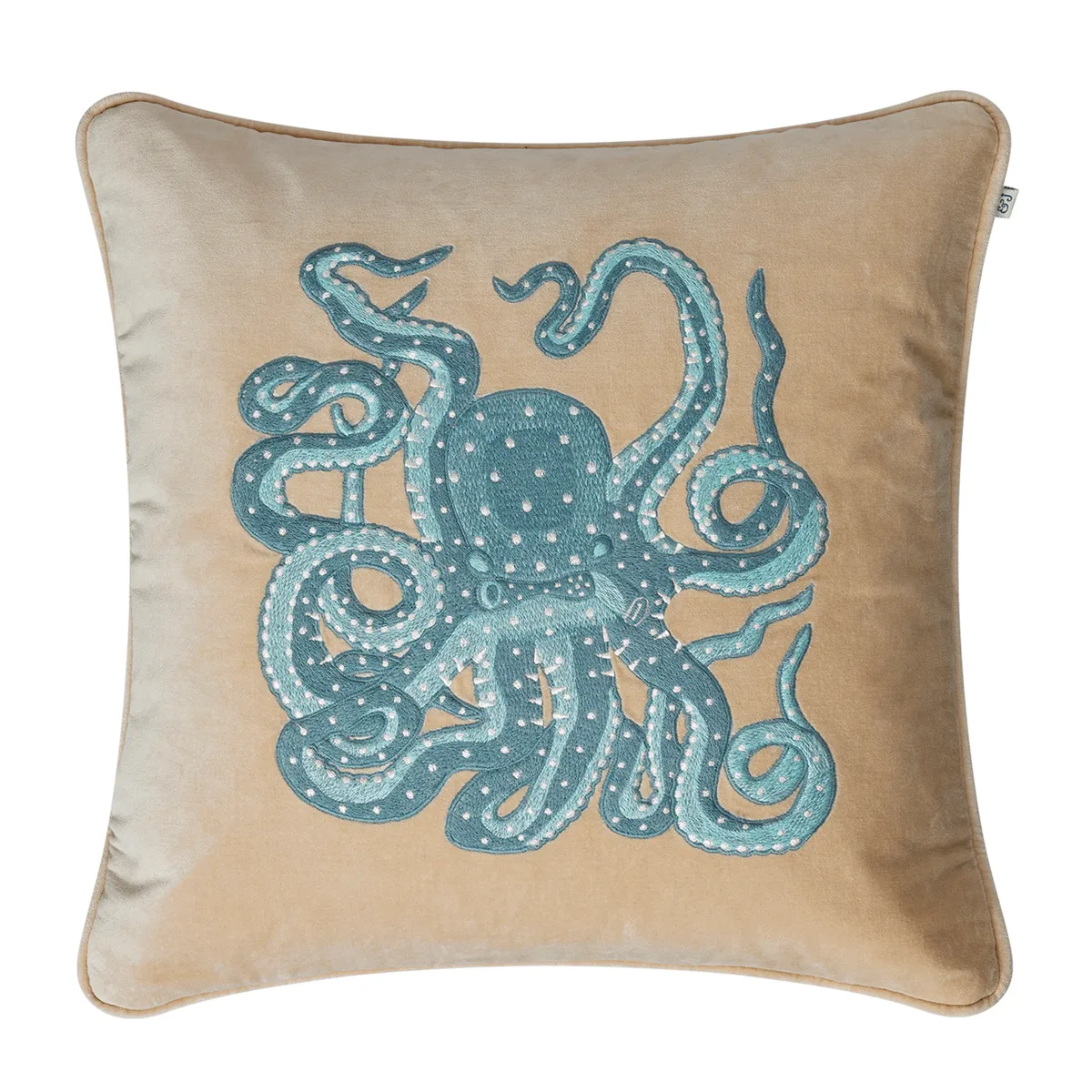 Chhatwal & Jonsson Embroidered Octopus kuddfodral 50x50 cm Beige-aqua