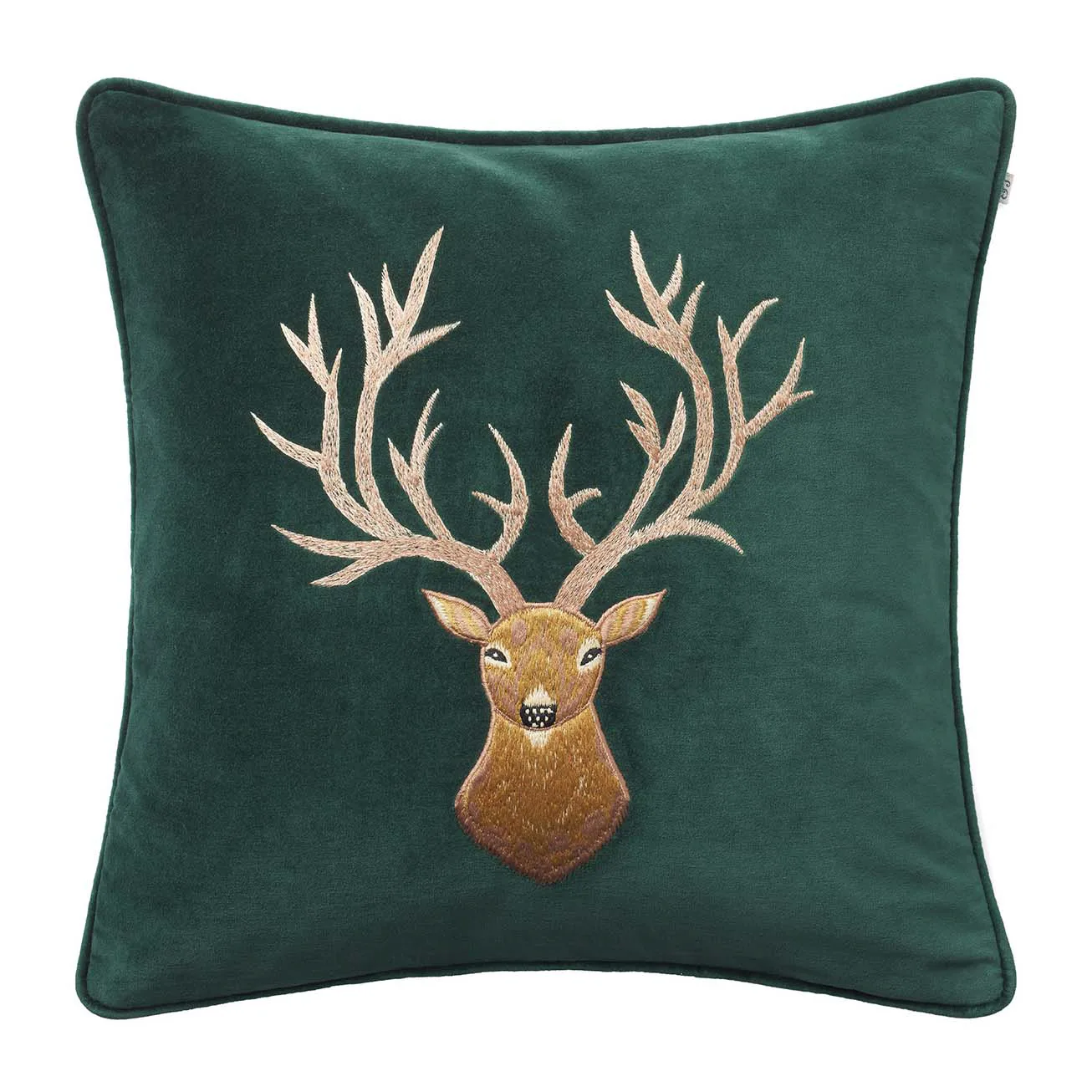 Embroidered Reindeer kuddfodral 50x50 cm, Green Chhatwal & Jonsson