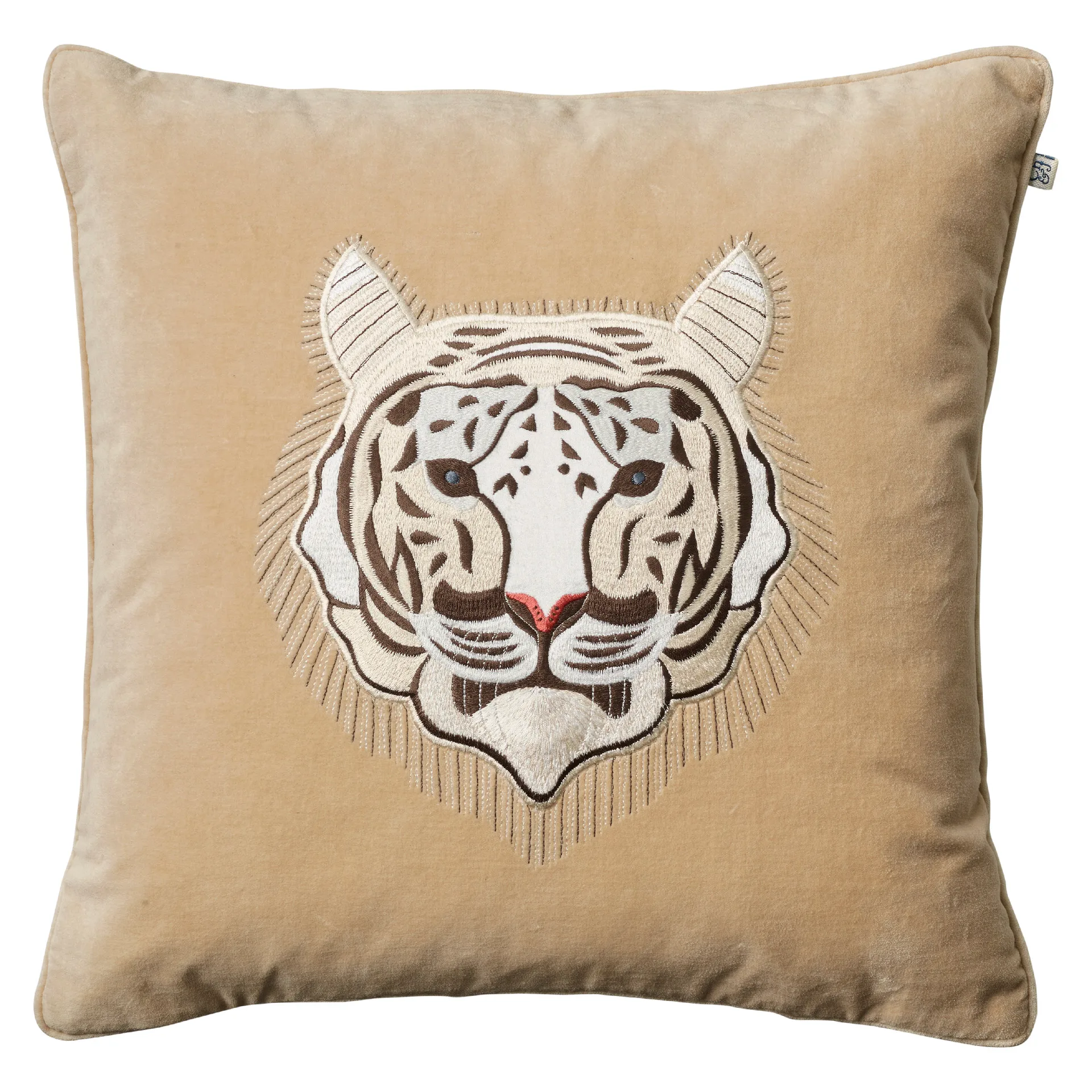 Embroidered Tiger kuddfodral 50x50 cm, Beige Chhatwal & Jonsson