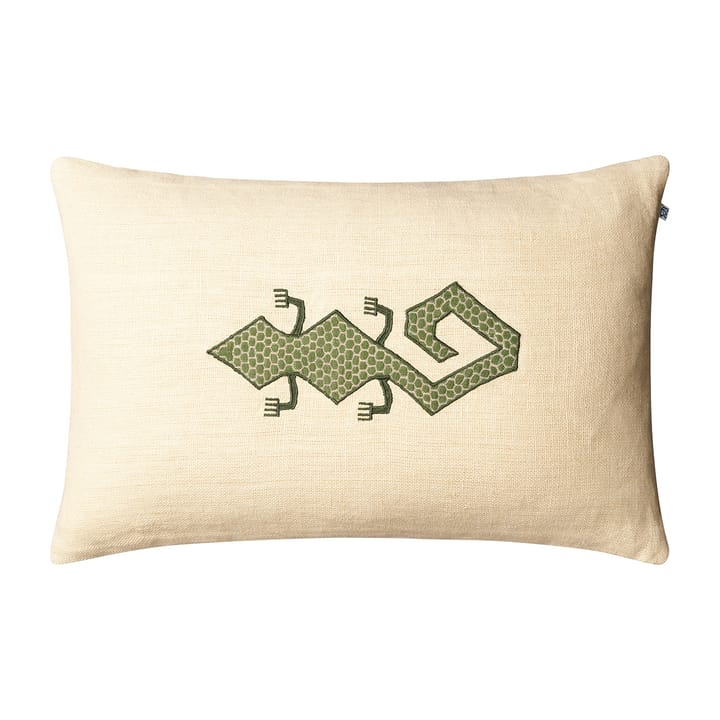 Gecko kuddfodral 60x40 cm, Light beige-cactus green Chhatwal & Jonsson