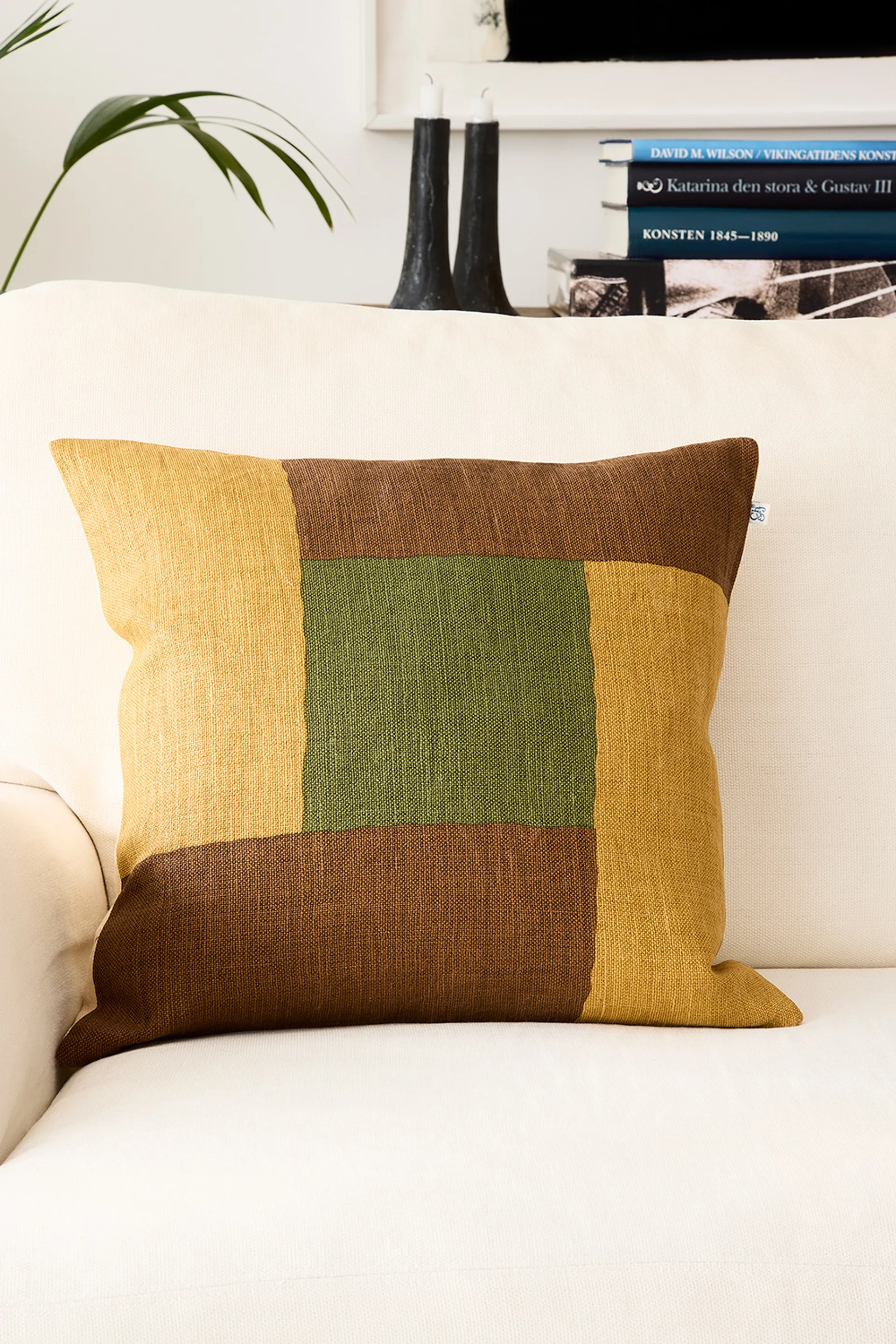 Halo kuddfodral 50x50 cm, Taupe-Spicy Yellow-CactusGreen Chhatwal & Jonsson
