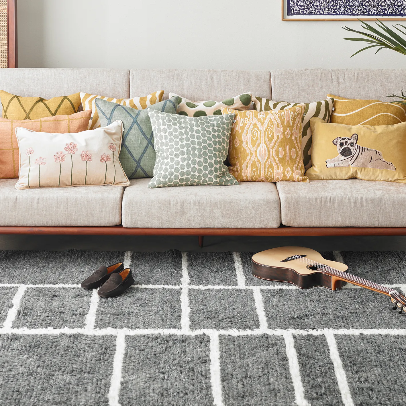 Ikat Orissa kuddfodral 50x50 cm, Aqua-heaven blue Chhatwal & Jonsson