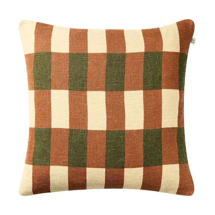 Marari kuddfodral - Apricot Orange-Cactus Green, 50x50 cm - Chhatwal & Jonsson