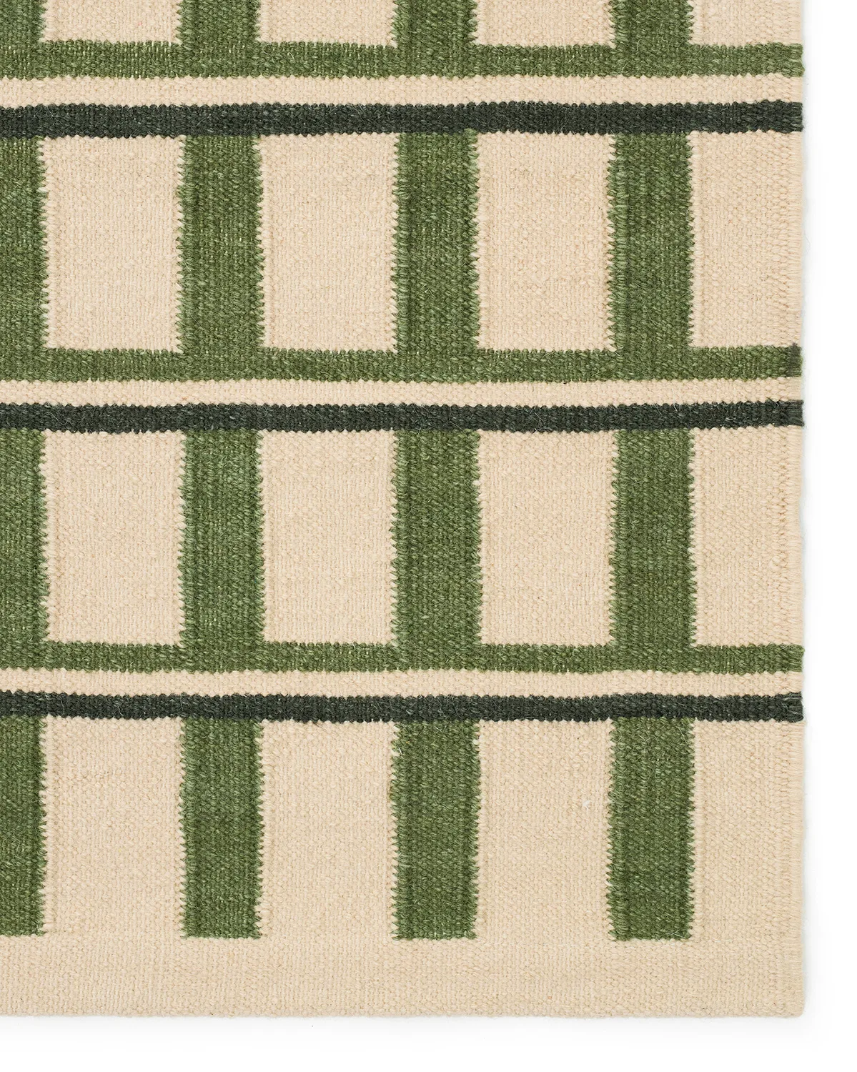 Mysore ullmatta, Off white-green-dark green, 230x320 cm Chhatwal & Jonsson