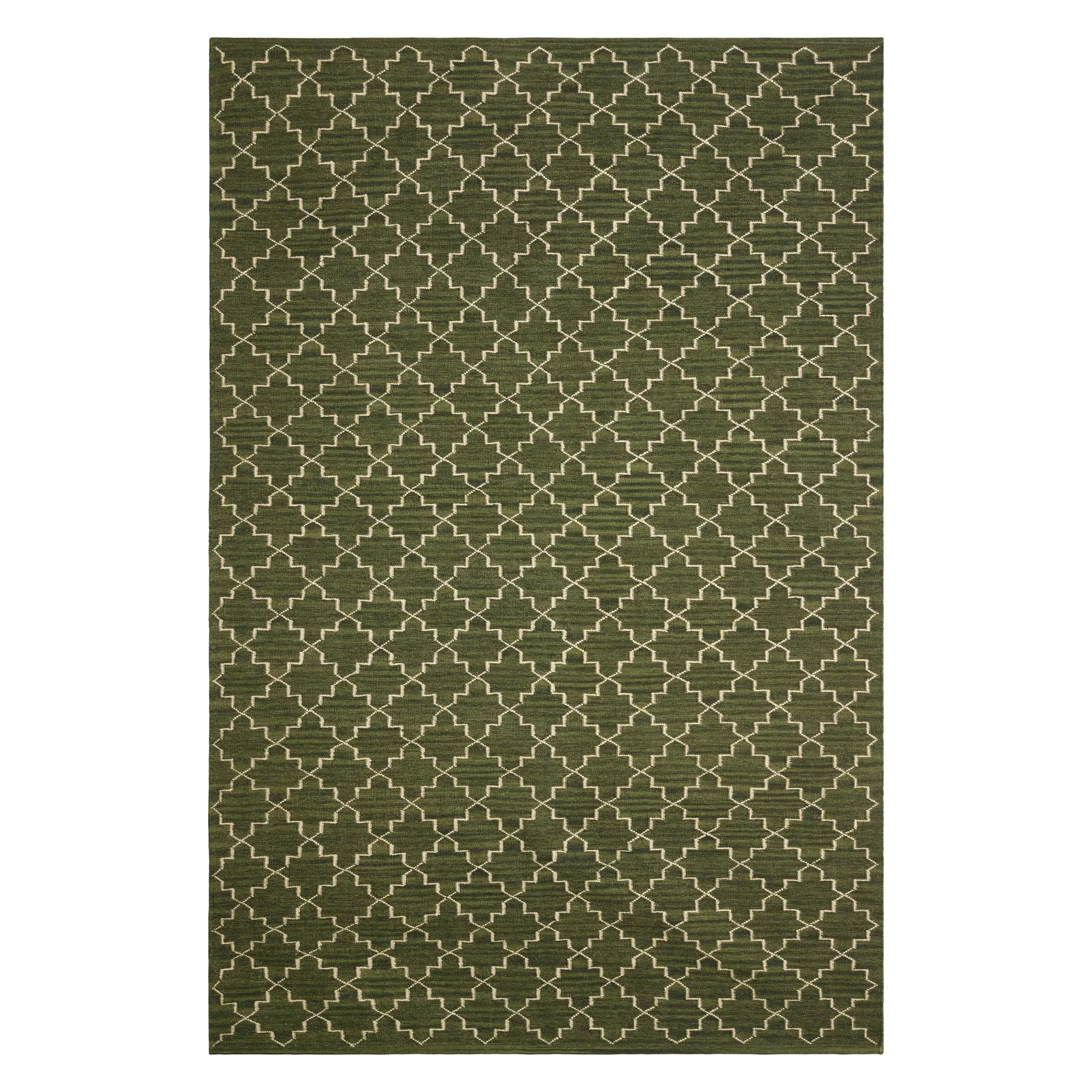 New Geometric matta 180x272 cm, Green melange- off white Chhatwal & Jonsson