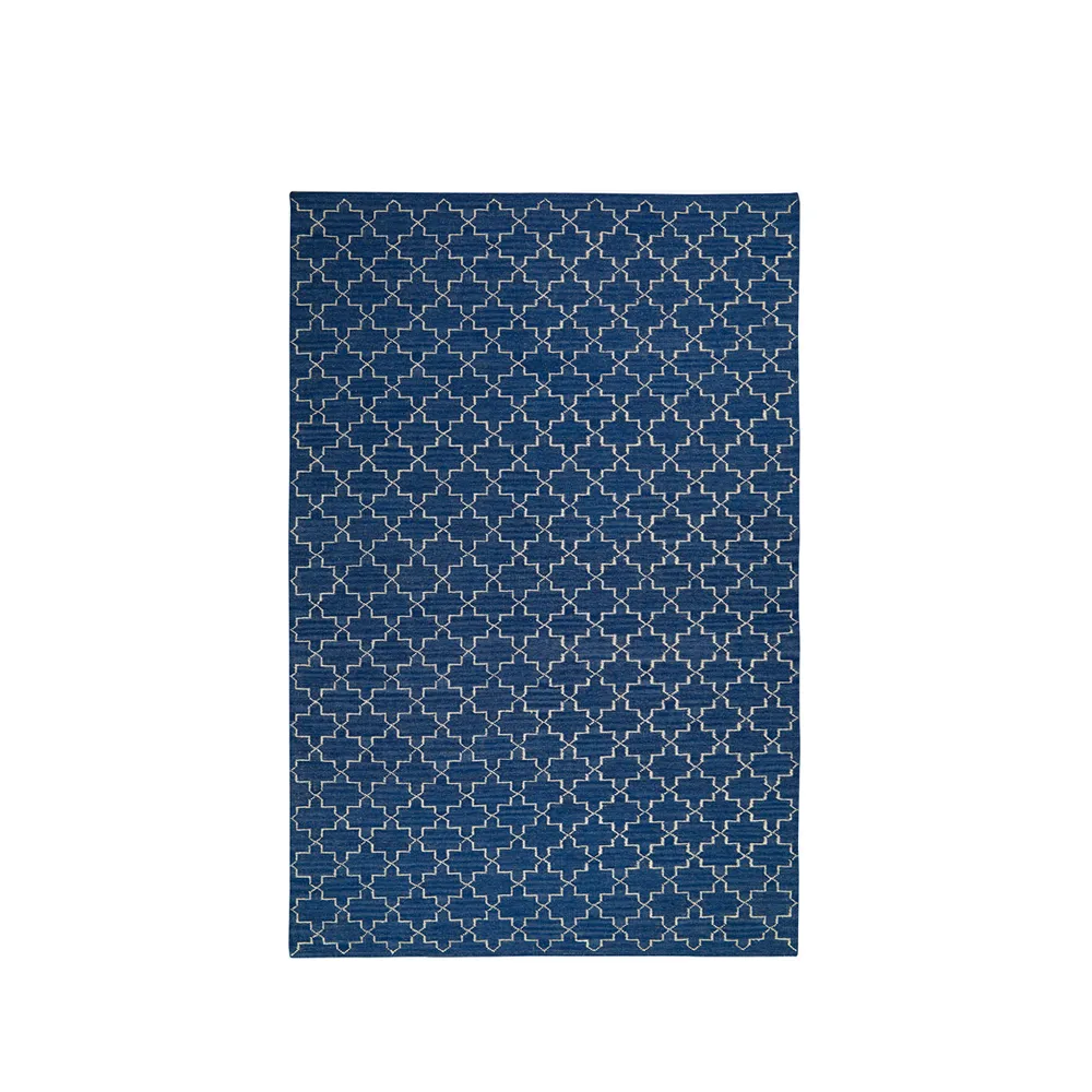 New Geometric matta, indigo melange/off white, 180x272 cm Chhatwal & Jonsson