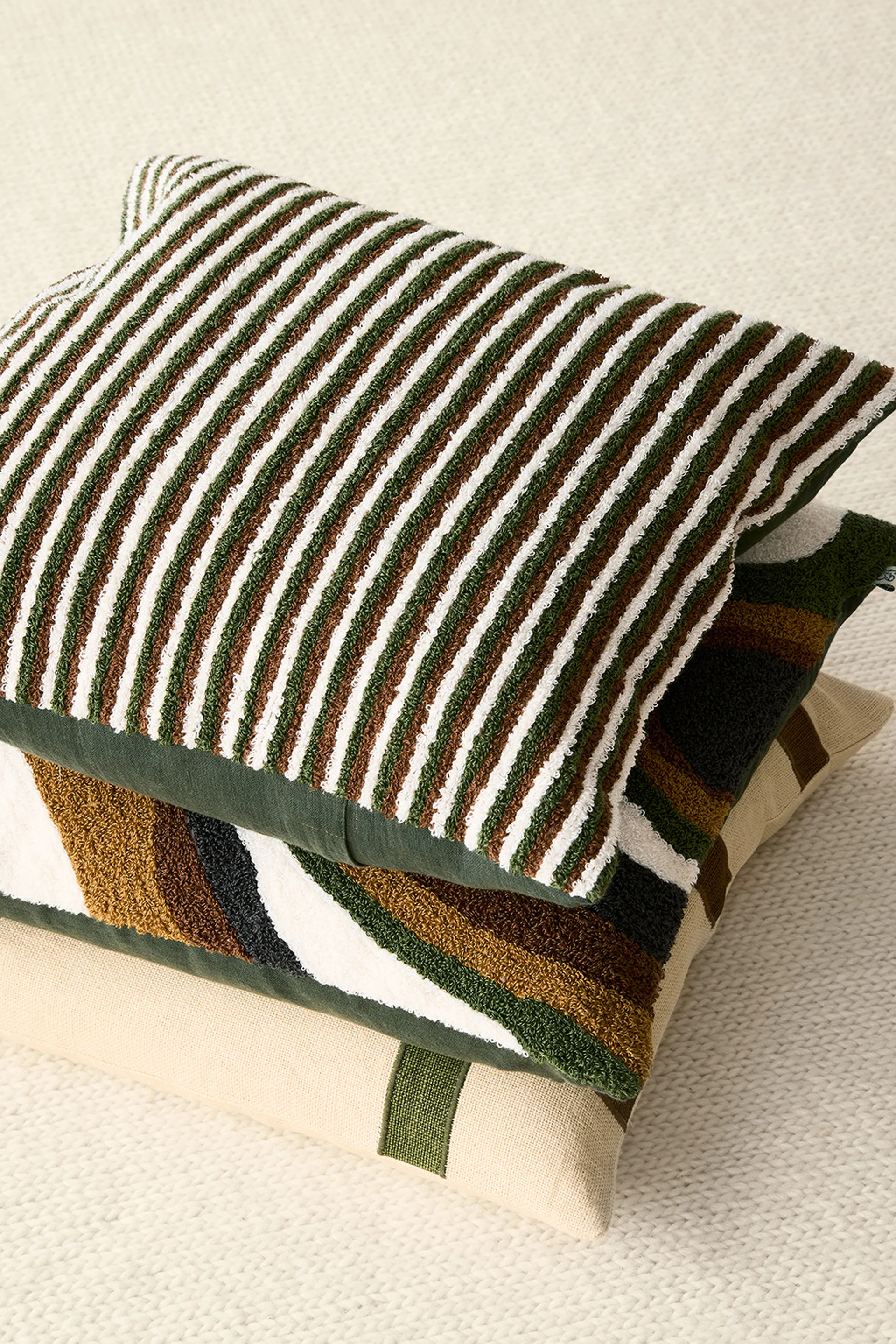 Raipur kuddfodral 50x50 cm, Cognac-Cactus Green-Off White Chhatwal & Jonsson