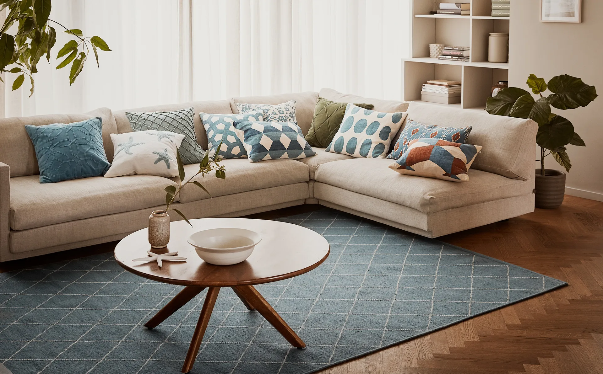 Star Fish kuddfodral 50x50 cm, Off white-aqua Chhatwal & Jonsson