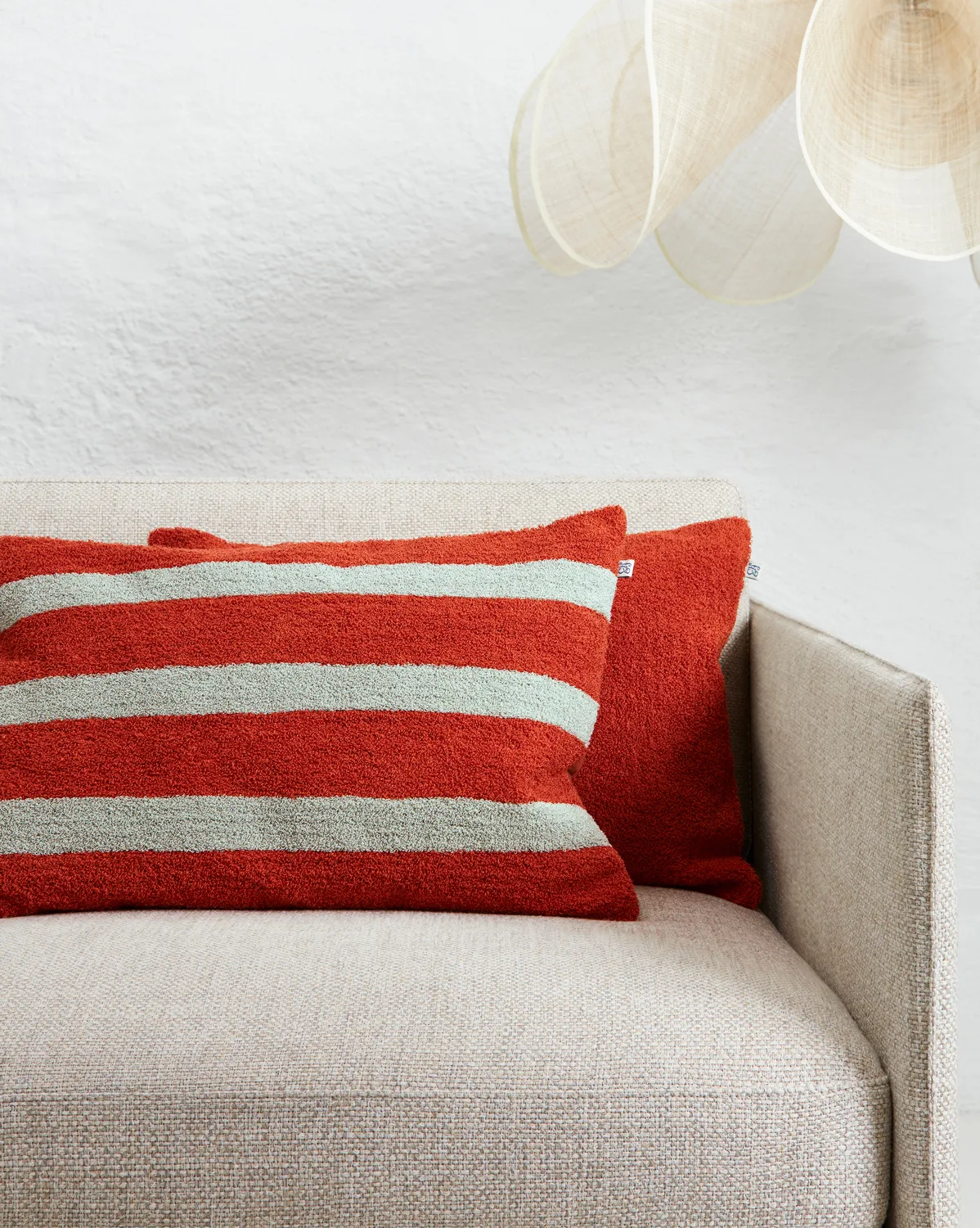 Stripe linen boucle kuddfodral 40x60 cm, Apricot orange-aqua Chhatwal & Jonsson