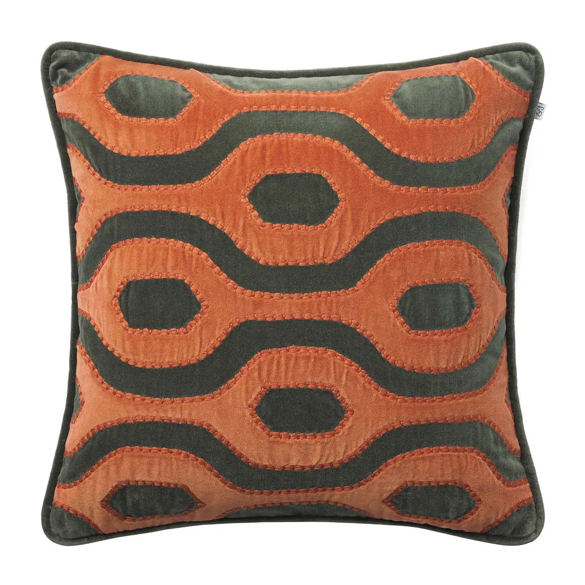 Chhatwal & Jonsson Varanasi kuddfodral 50x50 cm Forest green-terracotta