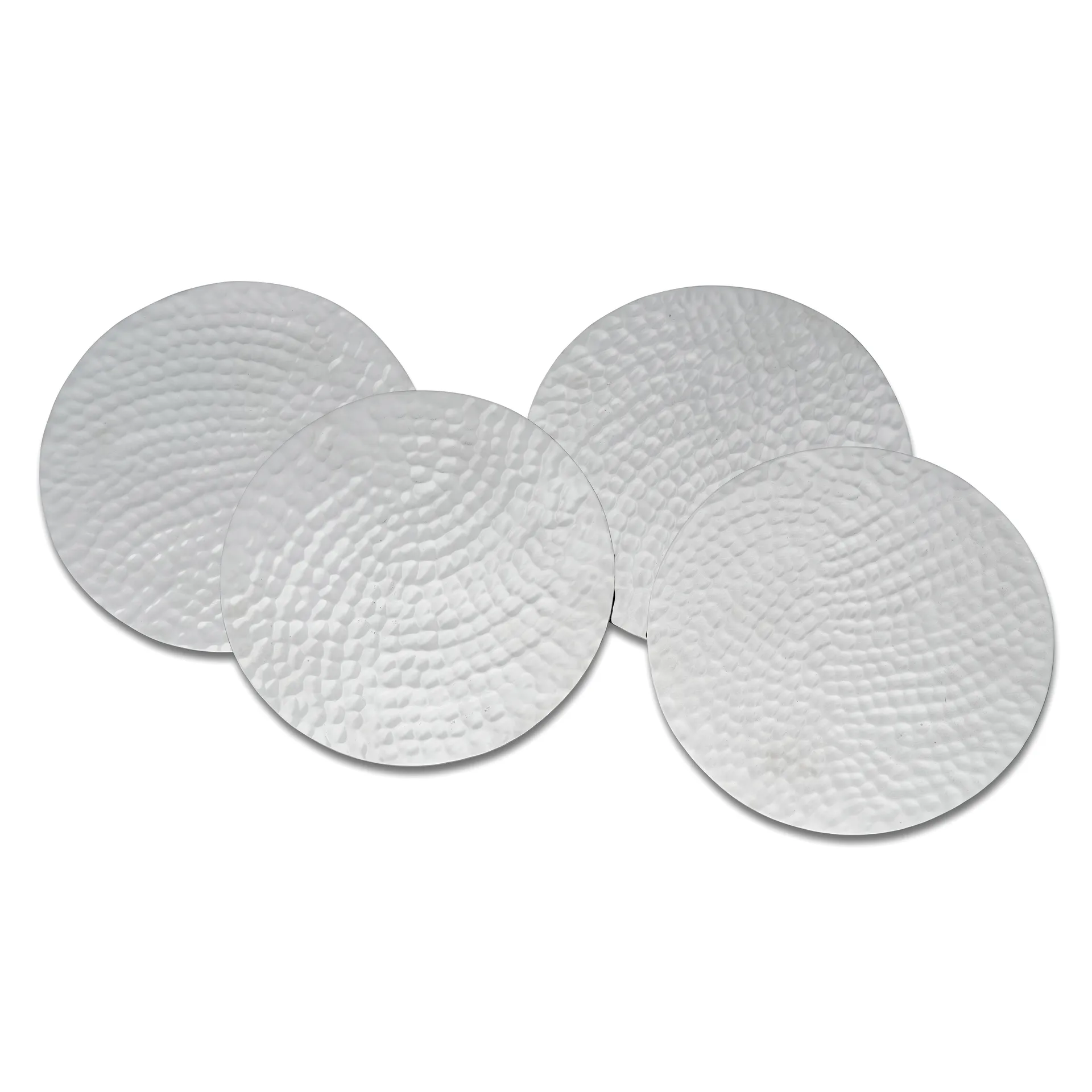 Glasunderlägg hammered Ø10 cm 4-pack, Förnicklad mässing Classic Collection