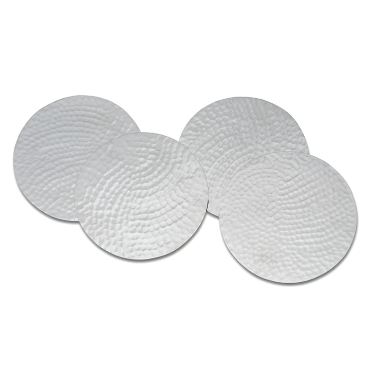 Glasunderlägg hammered Ø10 cm 4-pack, Förnicklad mässing Classic Collection