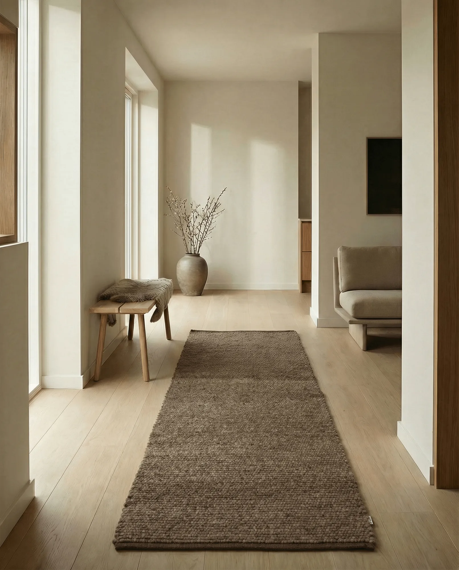 Merino gångmatta, Brun, 80x200 cm Classic Collection
