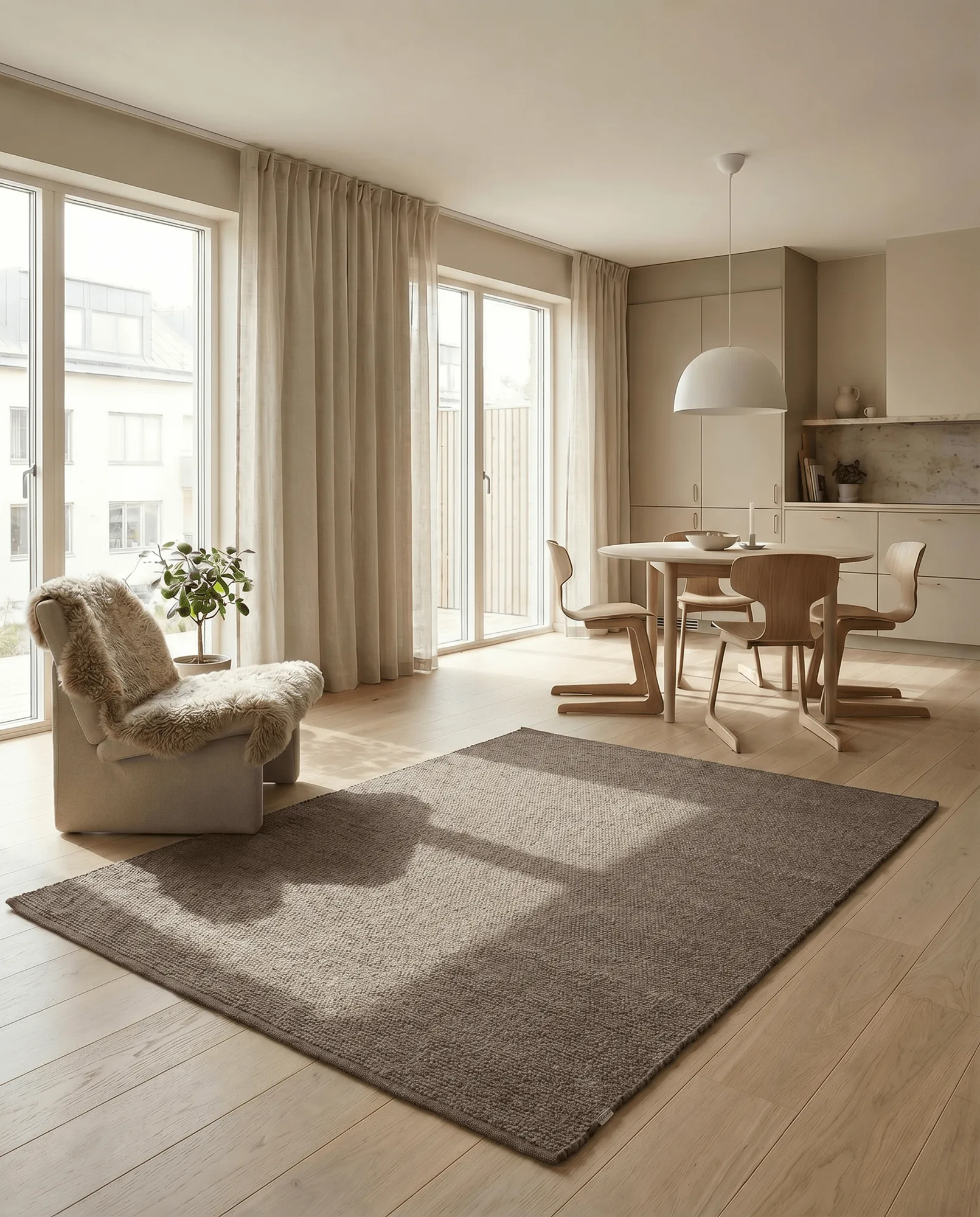Merino ullmatta, Brun, 170x230 cm Classic Collection
