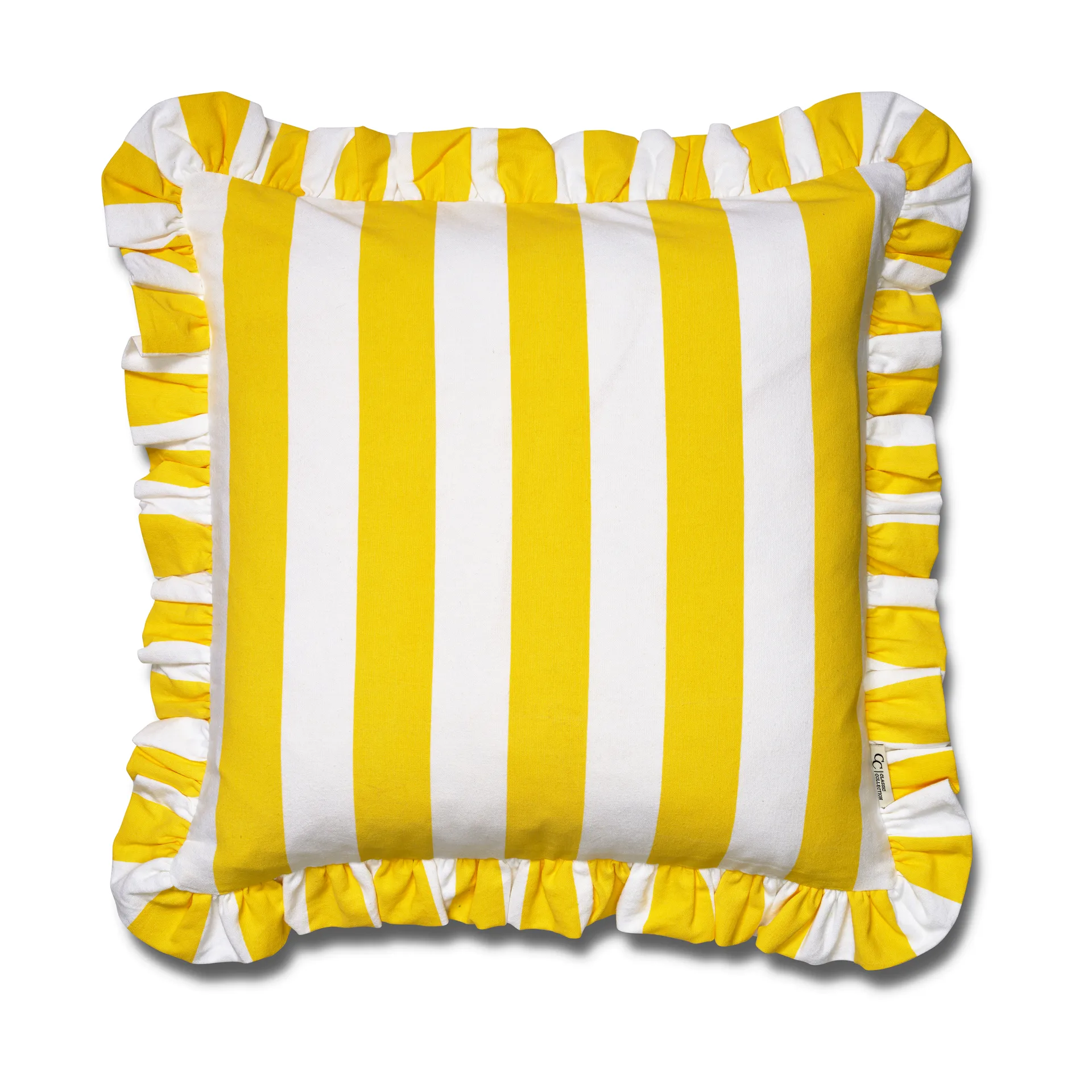 Ruffle Stripes kuddfodral 50x50 cm, Yellow Classic Collection