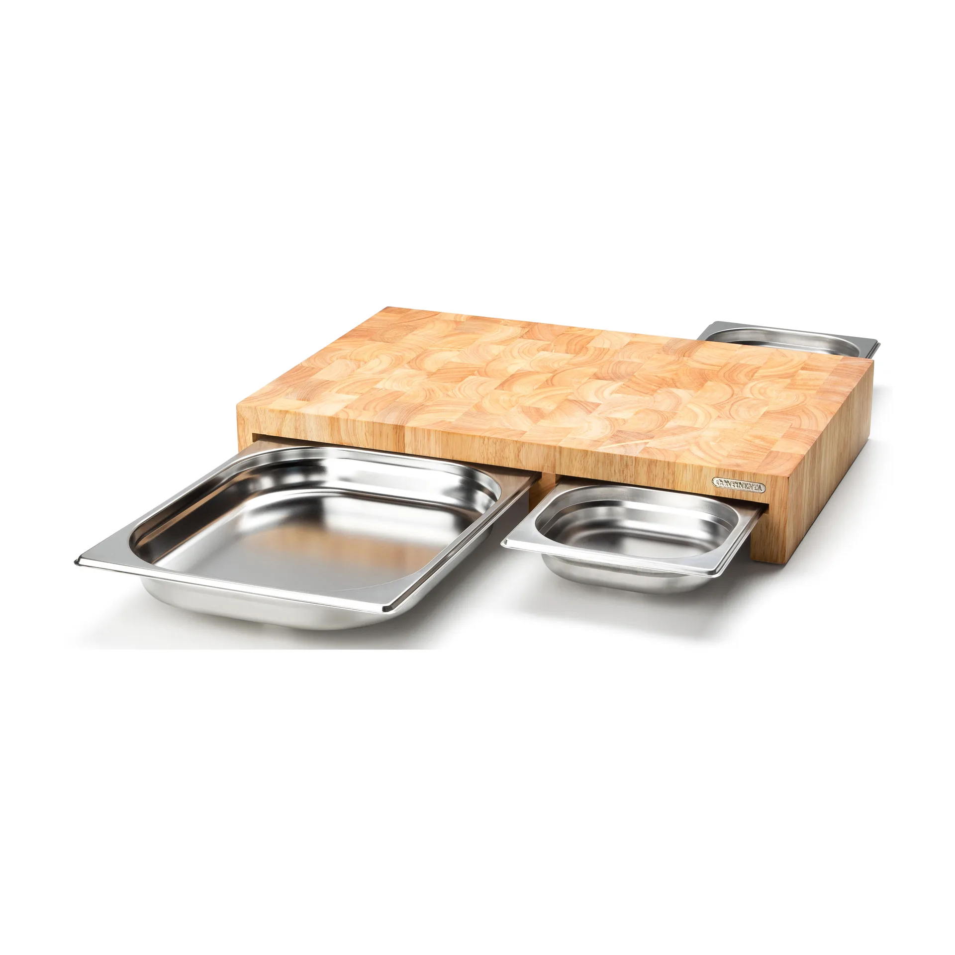 Skärbräda gummiträ med 3 bleck, 32x48 cm Continenta