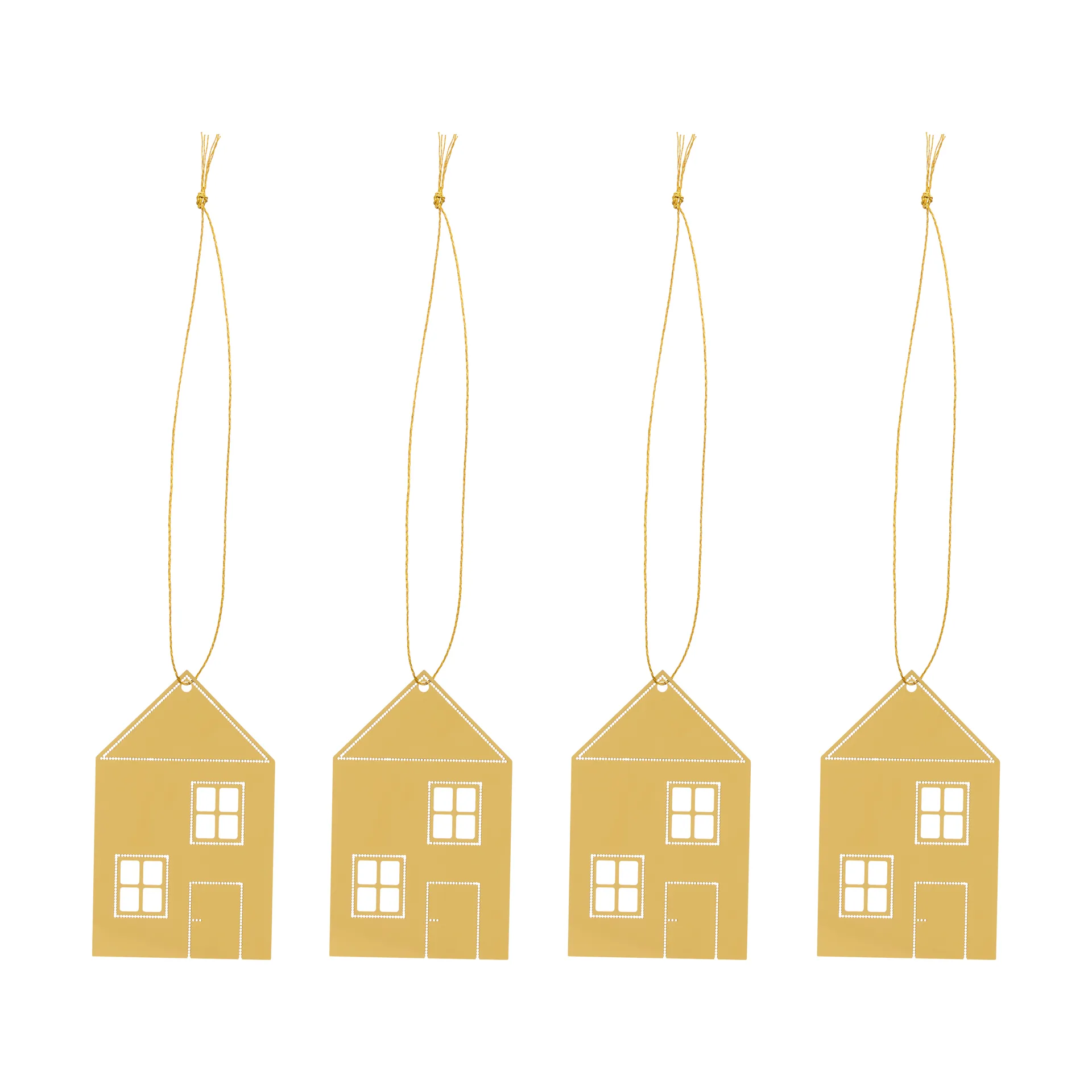 Christmas deco Town house 6 cm 4-pack, Mässing Cooee Design