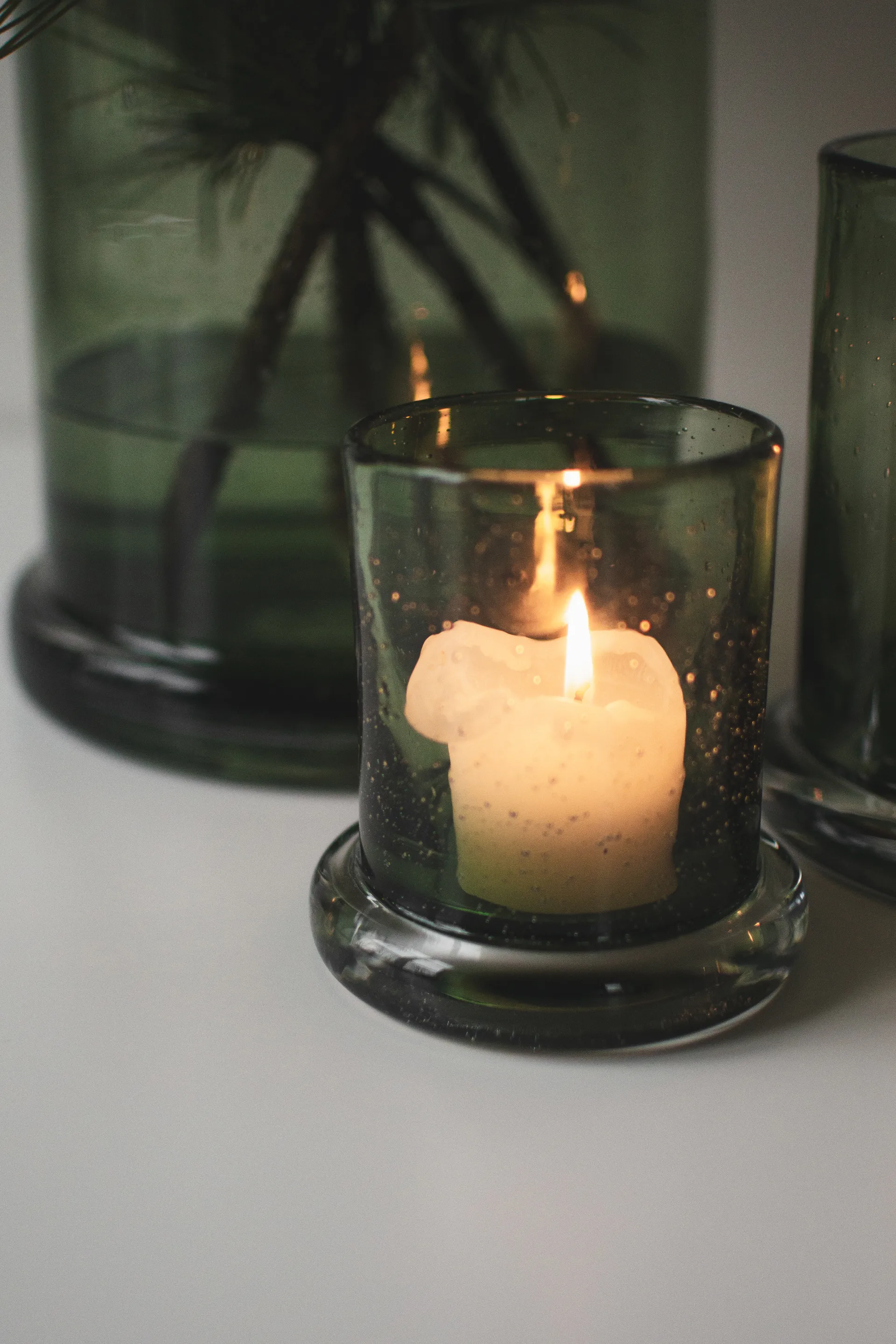 Bubble ljuslykta Ø10 cm, Green DBKD