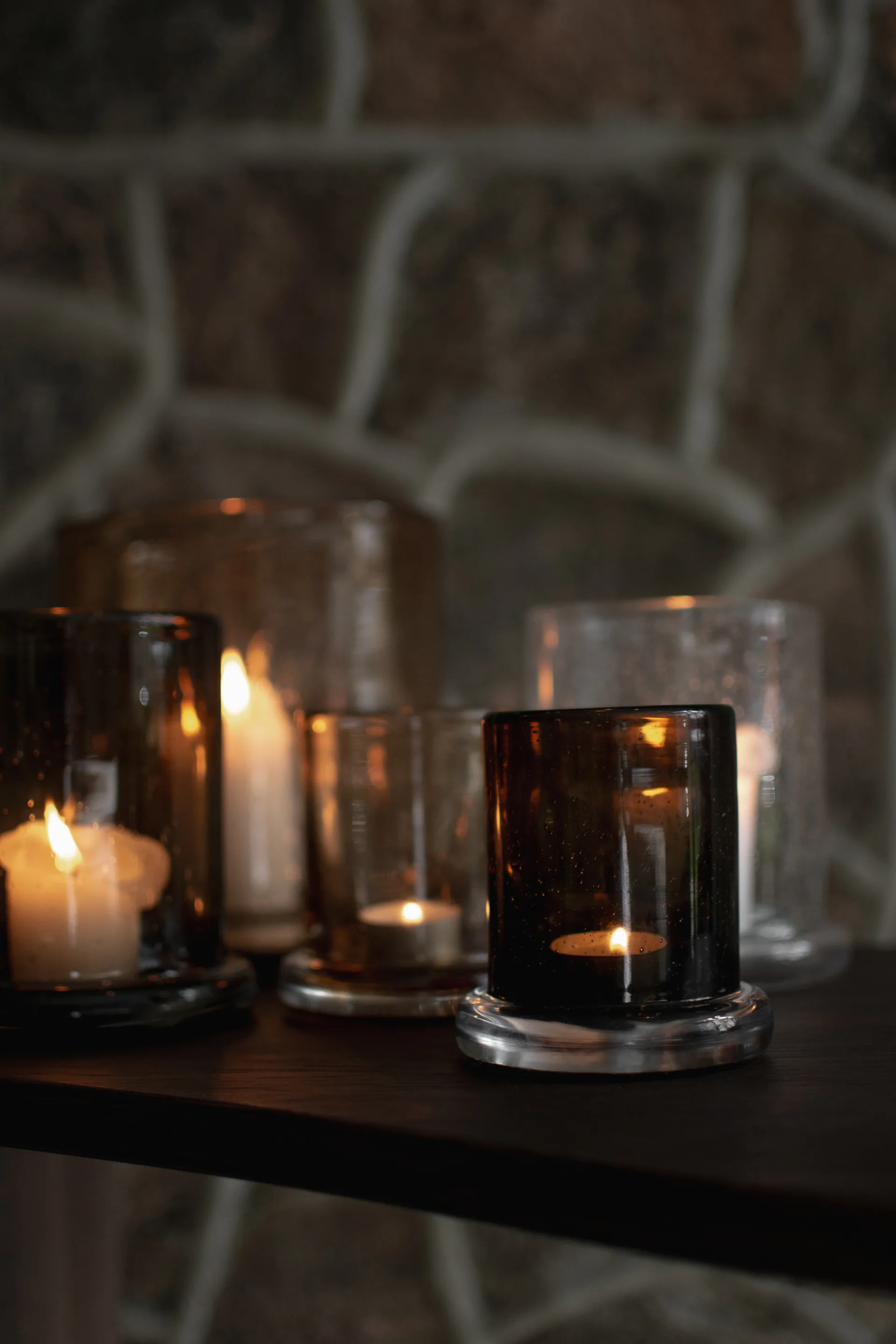 Bubble ljuslykta Ø14 cm, Brown DBKD