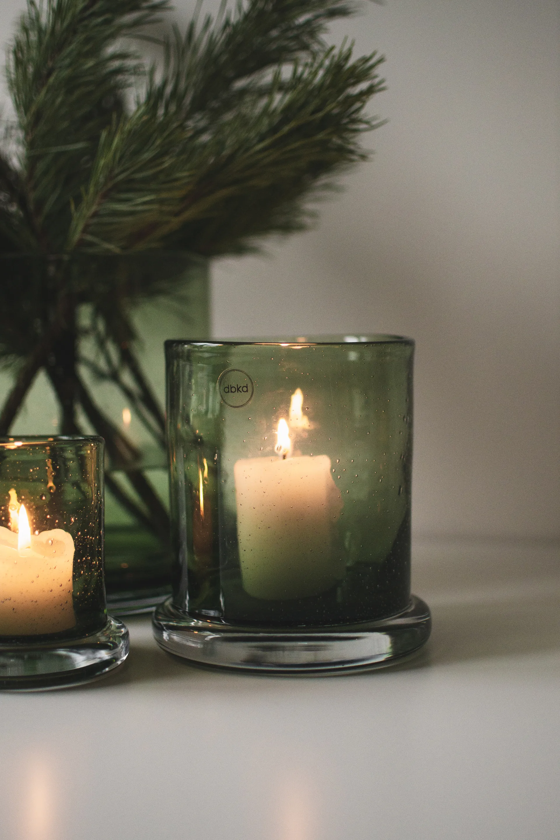 Bubble ljuslykta Ø14 cm, Green DBKD