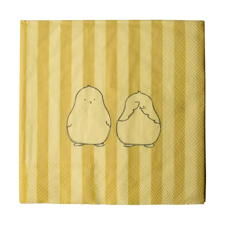 Chubby chicken stripe pappersservett 20-pack - Creme, 33x33 cm - DBKD
