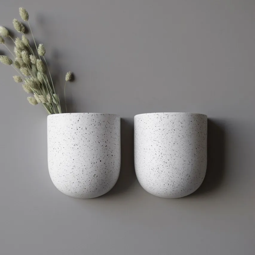 Cut vägghängd kruka white dot, Large DBKD