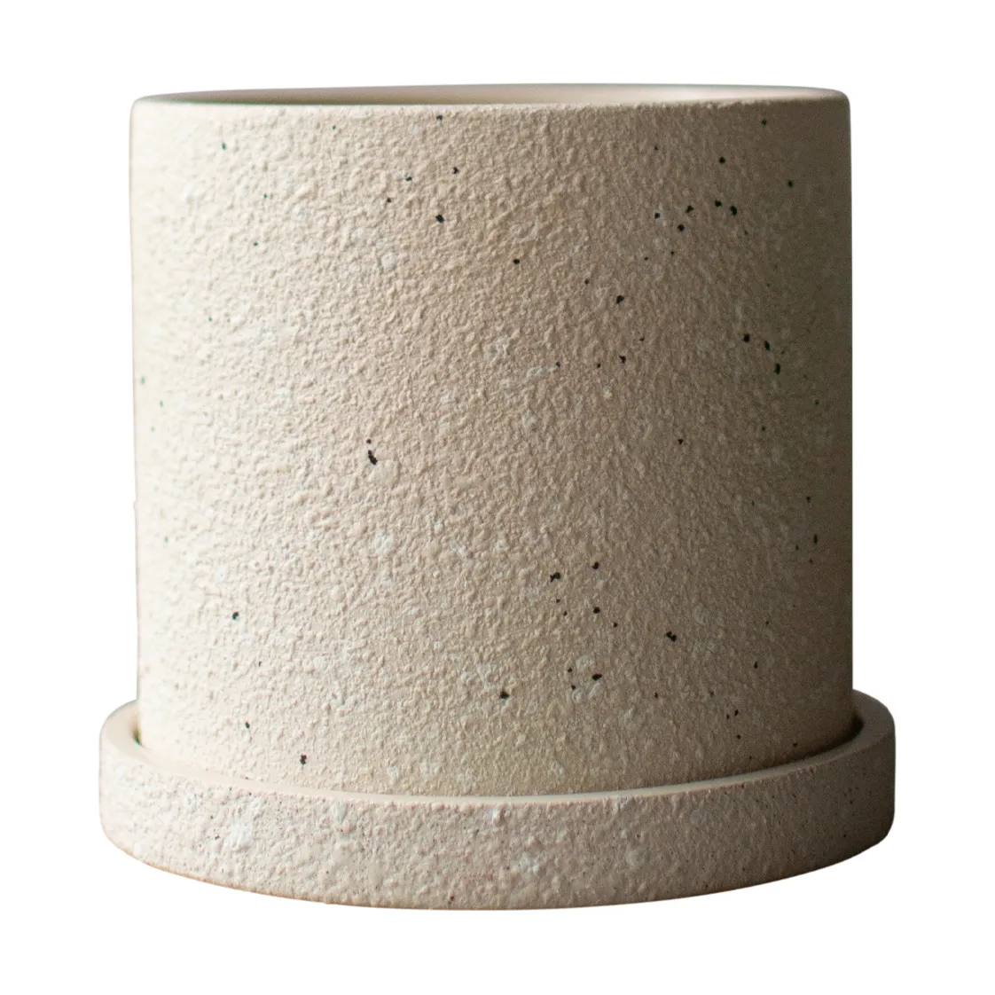 Grow kruka Ø13 cm med fat, Creme structure