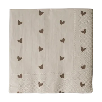 Heart pappersservett 33x33 cm 20-pack - Brown-beige - DBKD