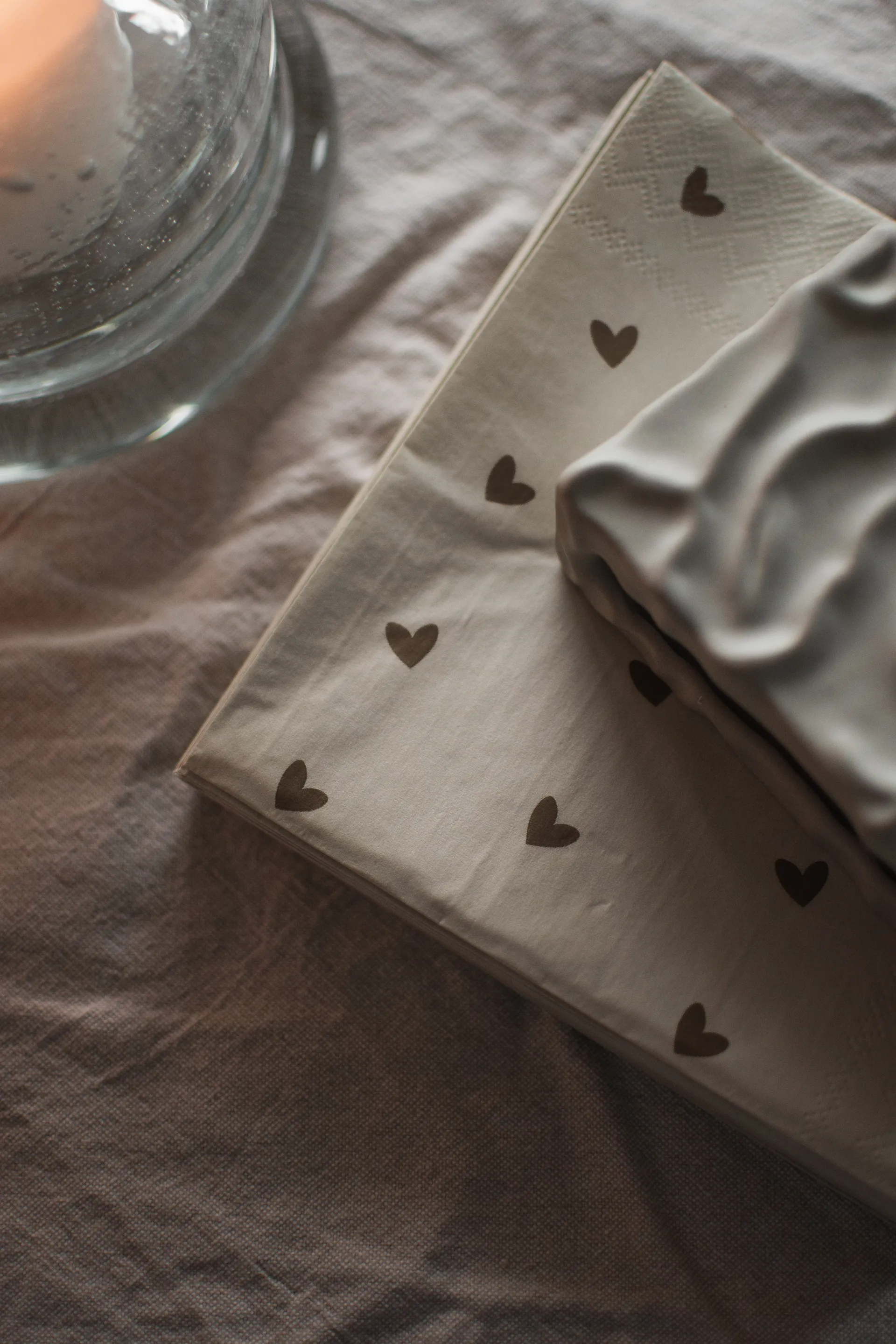 Heart pappersservett 33x33 cm 20-pack, Brown-beige DBKD