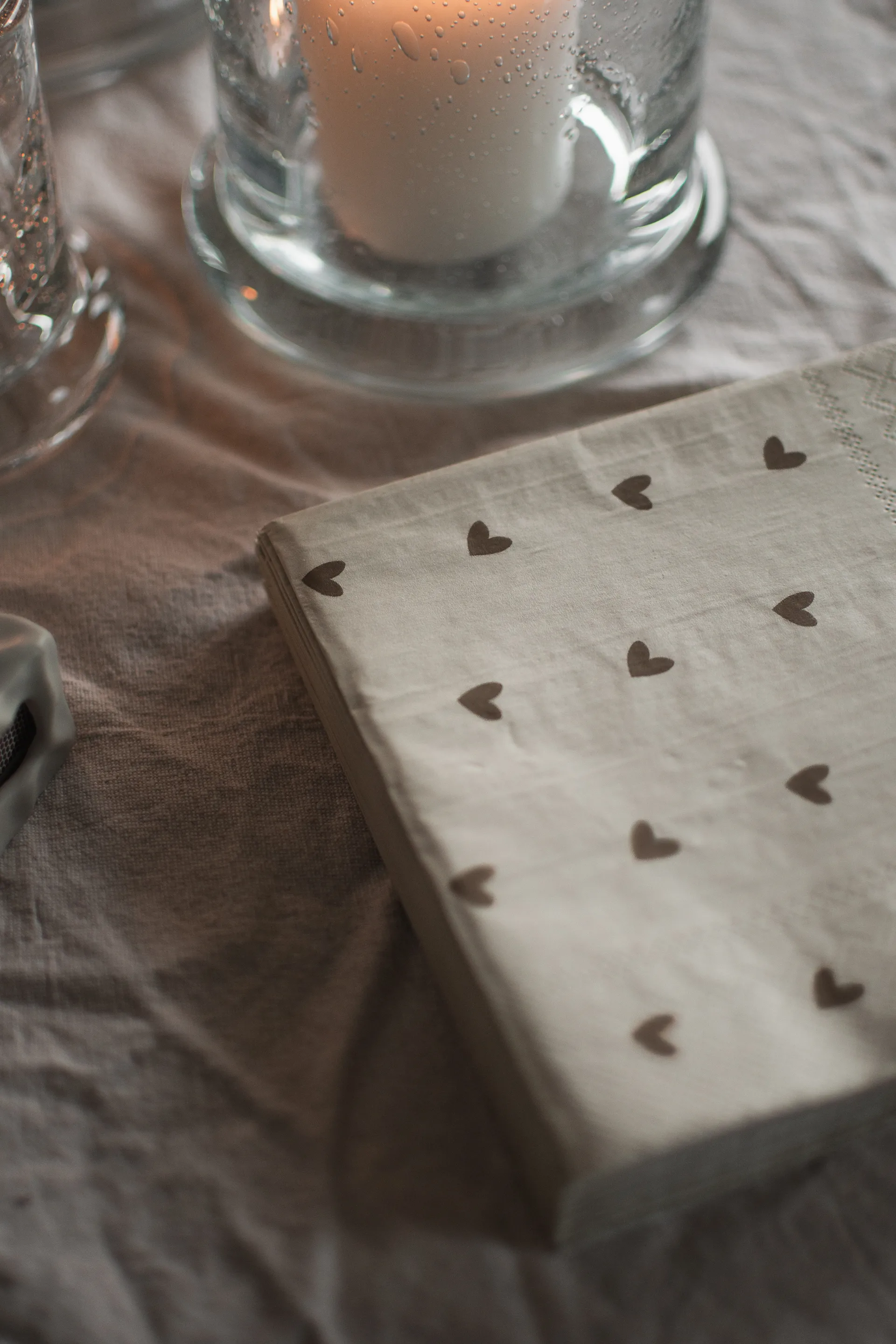 Heart pappersservett 33x33 cm 20-pack, Brown-beige DBKD