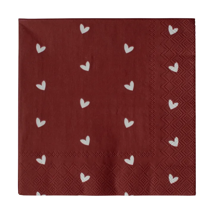 Heart pappersservett 33x33 cm 20-pack - Dark red - DBKD
