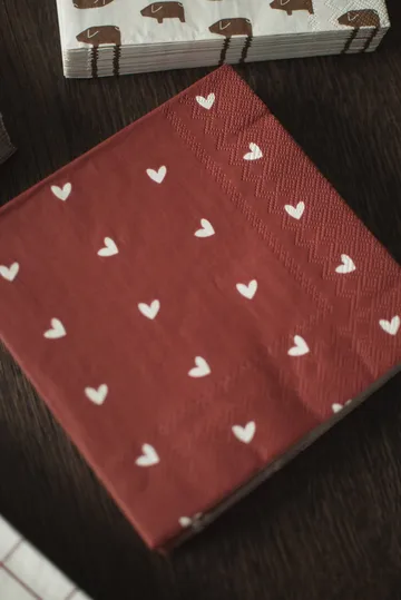 Heart pappersservett 33x33 cm 20-pack - Dark red - DBKD