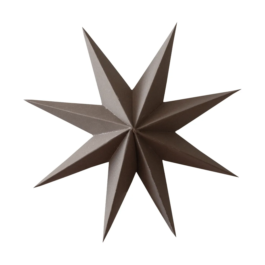 Paper winter star dekorationshänge, Brown, small, Ø9 cm DBKD