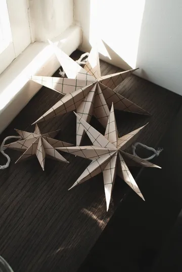 Paper winter star dekorationshänge - Square sand, medium, Ø14 cm - DBKD