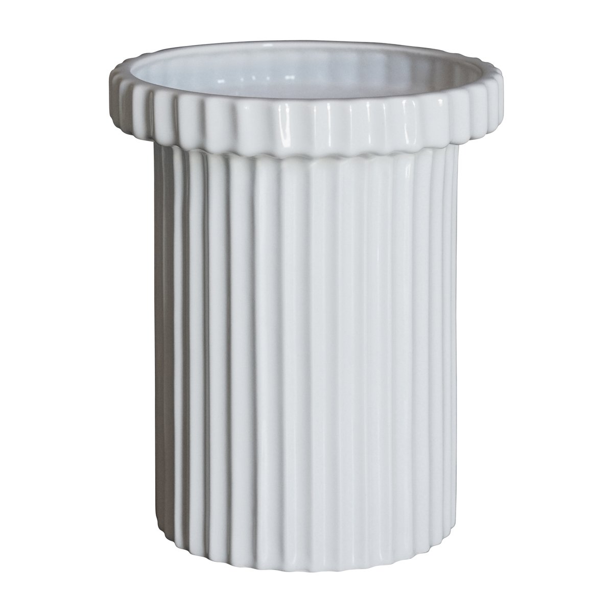 DBKD Stripe kruka liten h18 cm 12 cm Shiny white | Skandinavisk Design | Krukor | Vit