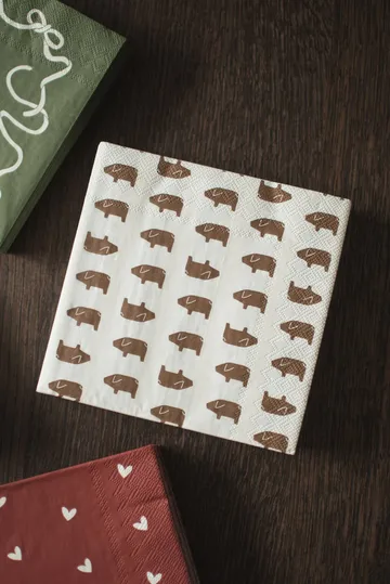 Swedish pig pappersservett 33x33 cm 20-pack - Brown - DBKD