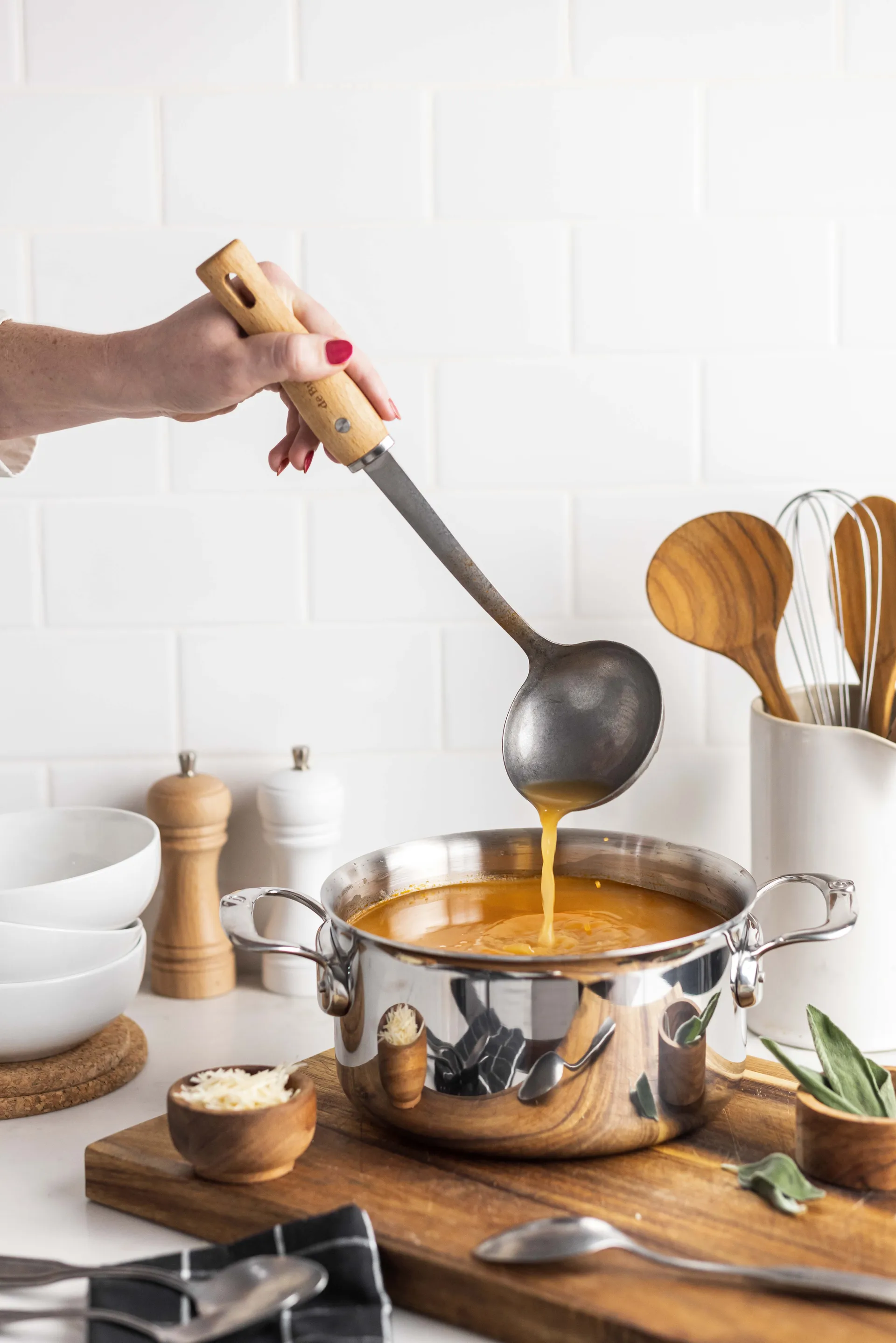 De Buyer B Bois soppslev med trähandtag, Rostfritt stål De Buyer