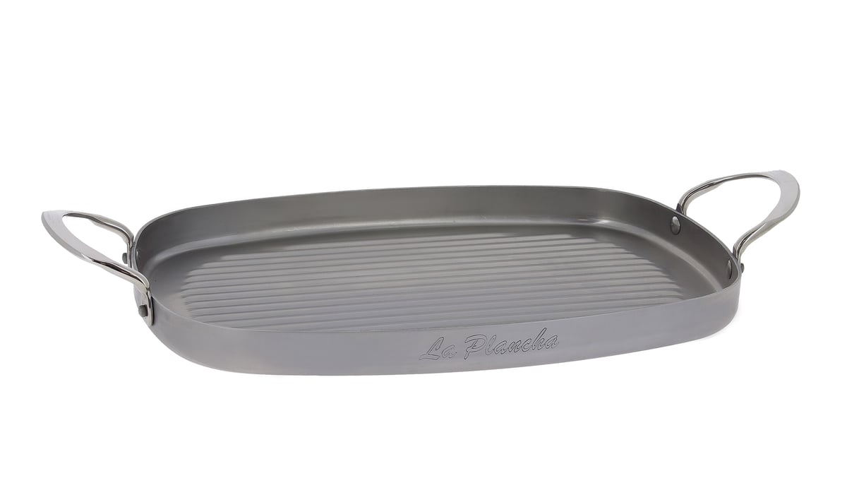 De Buyer Mineral B grillplatta 2 handtag 38x26 cm | Skandinavisk Design | Ugnsformar | Grå