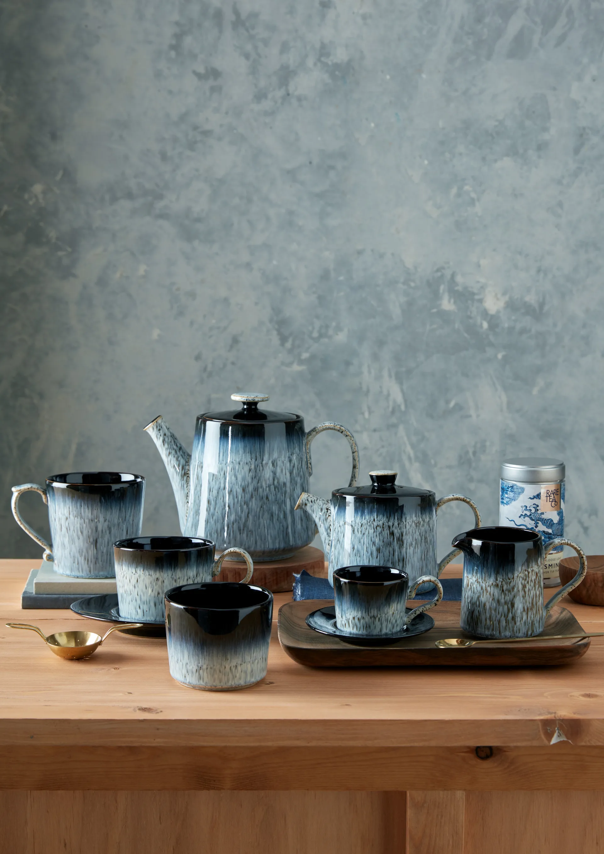 Halo brew espressokopp 10 cl, Blå-grå-svart Denby