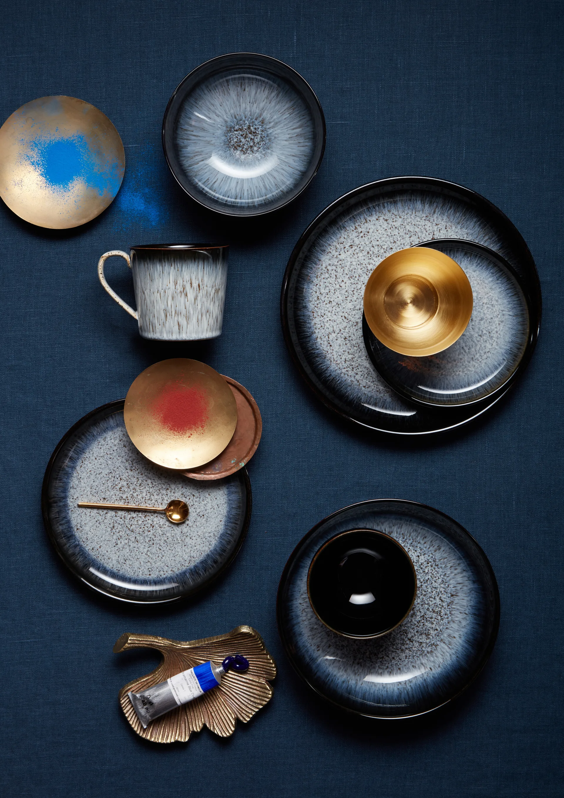 Halo pastaskål 22 cm 4-pack, Blå-grå-svart Denby