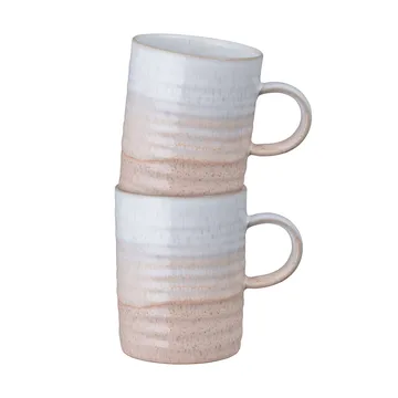 Kiln Coral räfflad mugg - Koral-beige, 2-pack - Denby