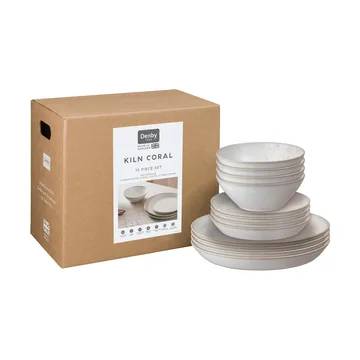 Kiln Coral servisset - Koral-beige, 12 delar - Denby