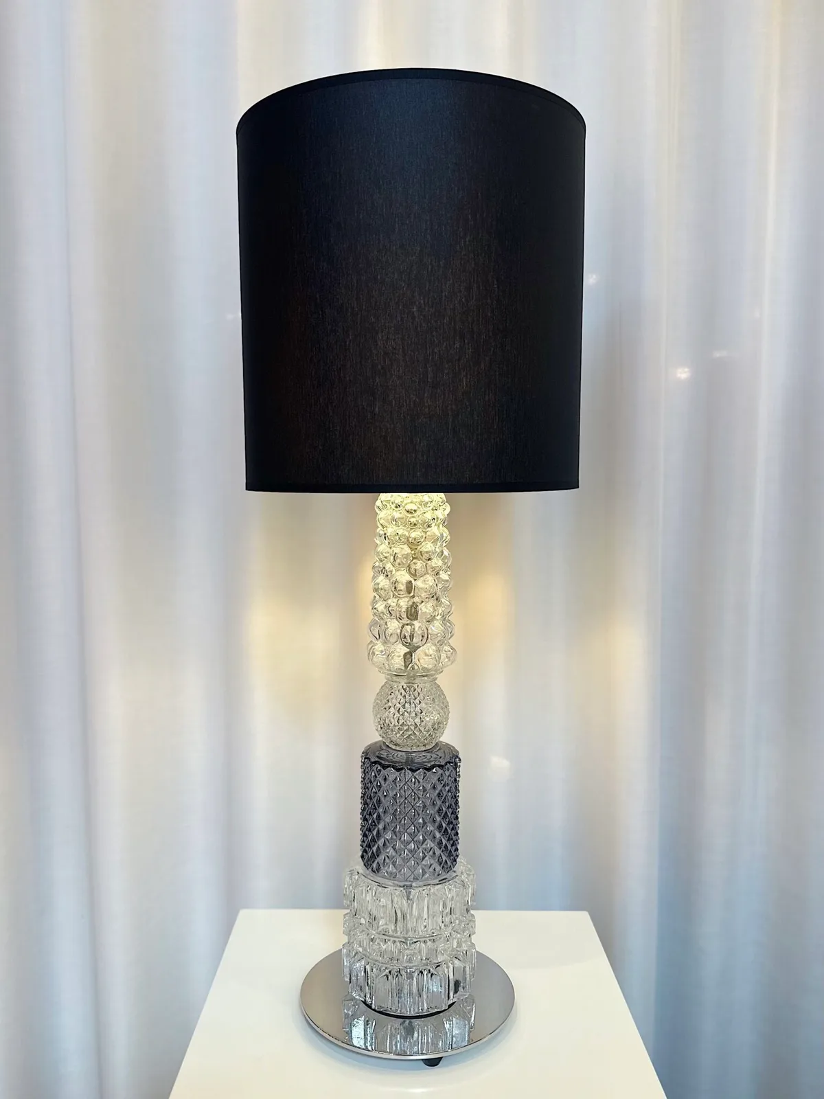 Design By Us Mini Vintage bordslampa 70 cm glas/Chintz svart Beige