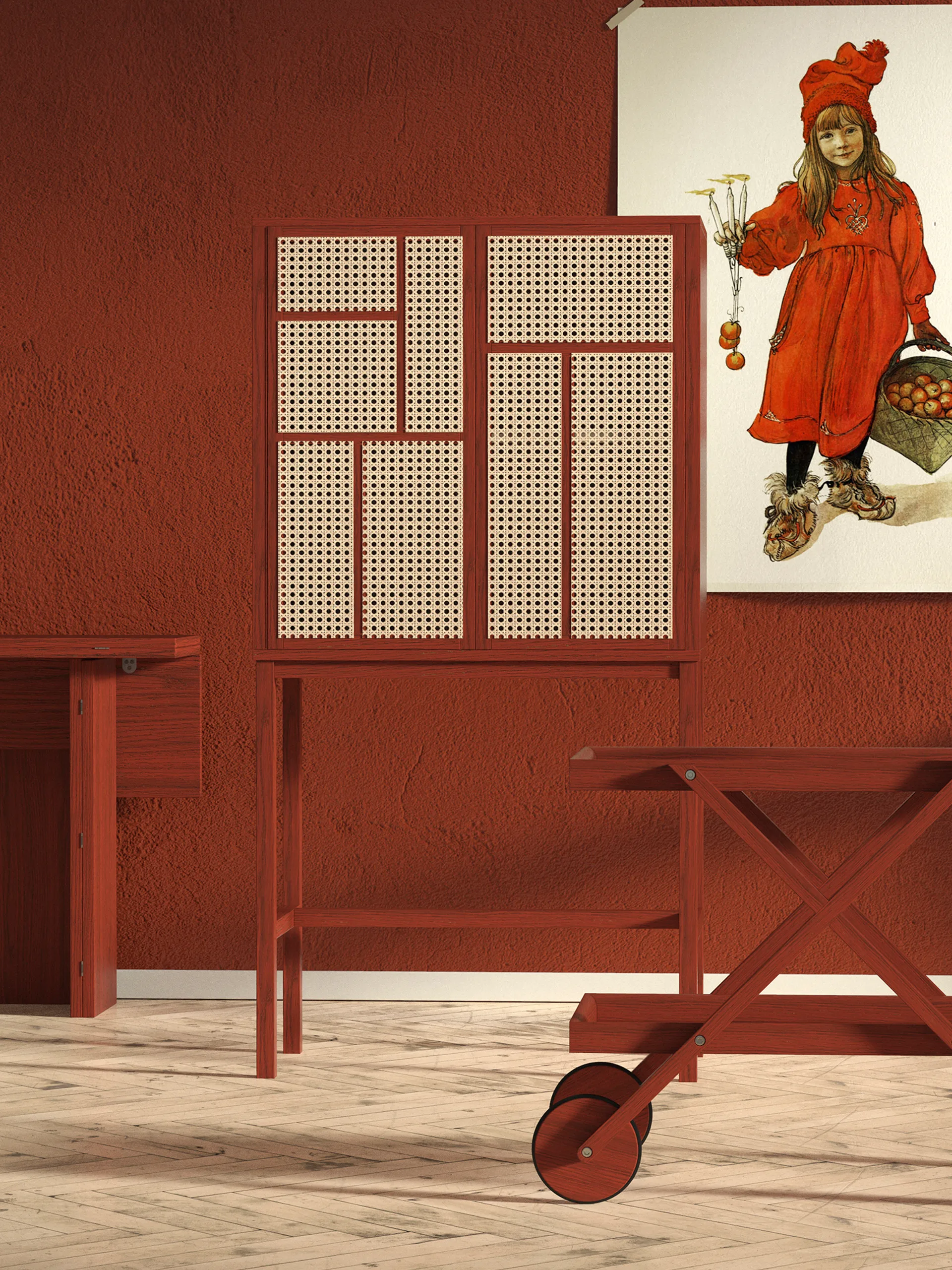 Air vitrinskåp, Röd Design House Stockholm