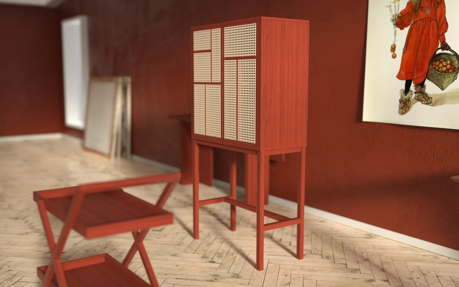 Air vitrinskåp, Röd Design House Stockholm