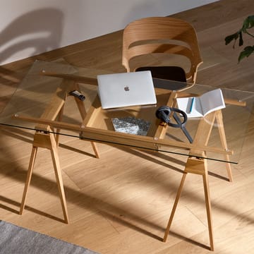 Arco skrivbord - ek klarlack, inkl. låda, glasskiva - Design House Stockholm