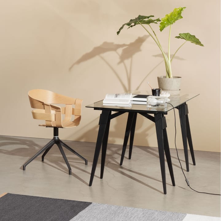 Arco skrivbord, svart lack, inkl. låda, glasskiva Design House Stockholm