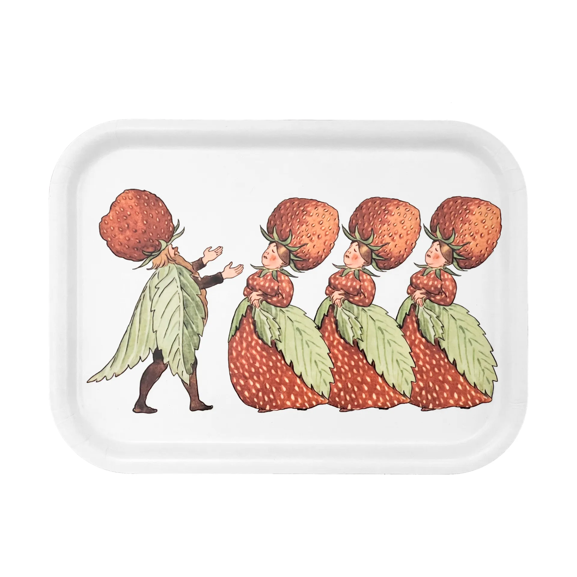 The Strawberry Family bricka 20x27 cm, White Design House Stockholm