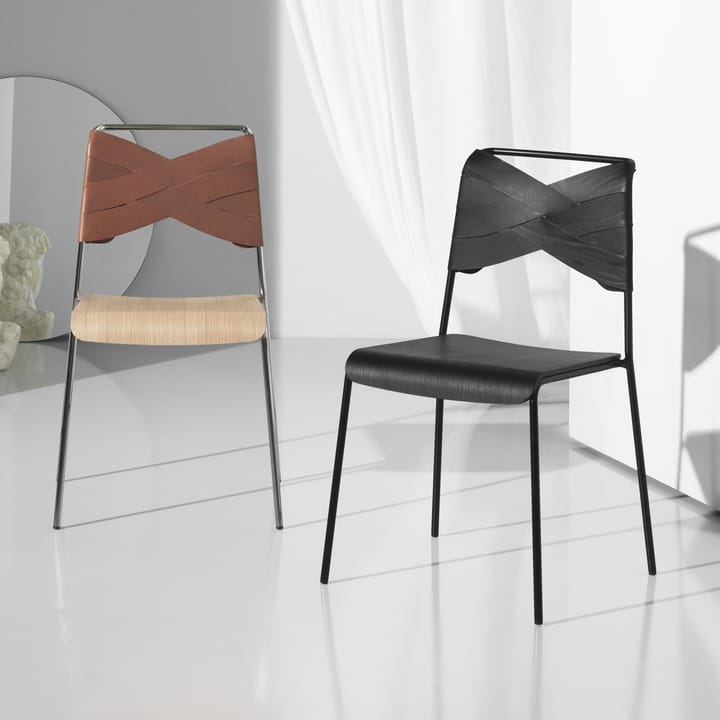 Torso stol, ek, naturfg läder, kromben Design House Stockholm