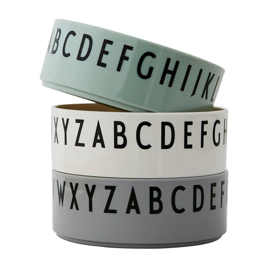 Breakfast Dinner Lunch skål 3-pack, Grön Design Letters